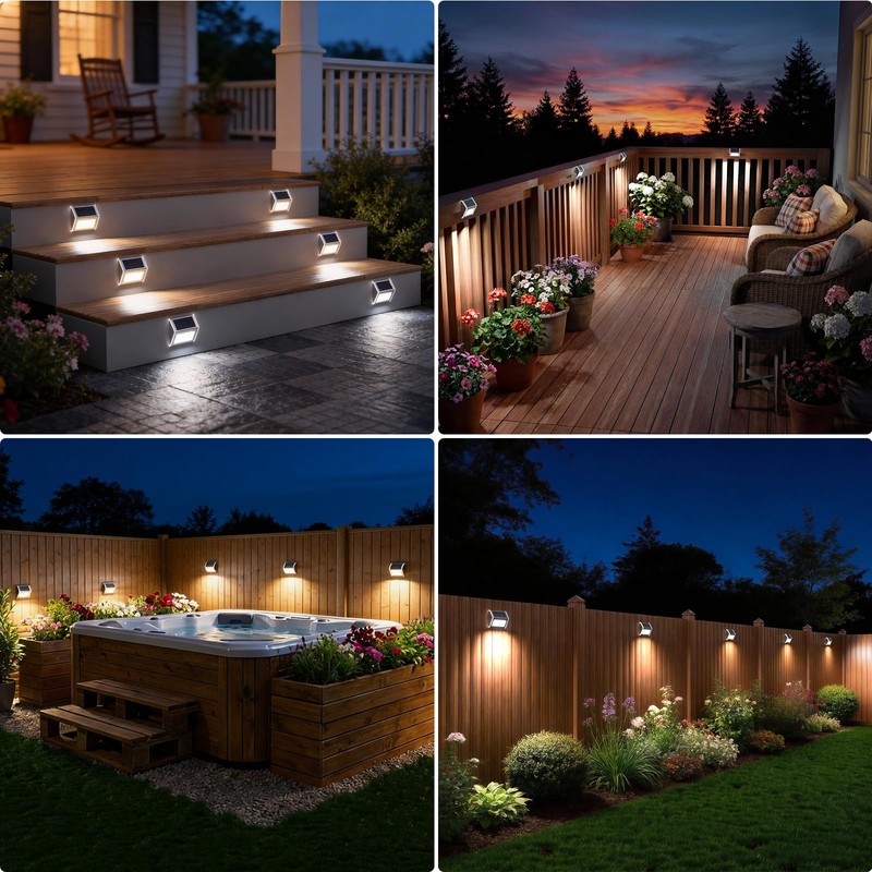 JSOT Solar Lights Perfect for Deck, Fence, Stair, Step Decor-Cool