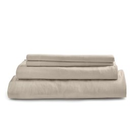 All Seasons Ultra-Soft Hand Feel 4 Piece Deep Pocket 100% Cotton Flannel Sheets Queen Size | All Seasons Fall Bedding Pretty Taupe Tan Color Durable Warm Plush Cozy Luxury Bedsheet Set