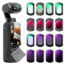 K&F Concept [16 pieces] Osmo Pocket 3 Filter Set [1/4 Black Mist+1/8 Black Mist+UV + Light Pollution Reduction+CPL+ND32/PL+ND16/PL+ND8/PL+ND64/PL+ND8+ND16+ND32+ND64+ND128+ND256+ND10000] Magnetic