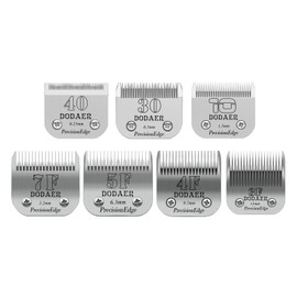 DODAER Detachable Pet Dog Grooming Blades of Stainless Steel,Compatible with Andi-s,Oster-A5,Wahl KM-10 Series,Size 10/30/40/7F/5F/4F/3F，7 Count