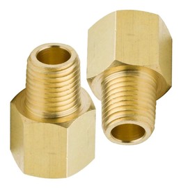 FloFlex 2 Pcs Male to Female Brass Straight Reducing Fitting, 1/4" Female NPT x 1/8" Male NPT Hose Adapter for Air, Fuel, Oil, Water Pipe Connection