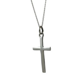 apop nyc 925 Sterling Silver Plain Cross Pendant Necklace (16 Inches)