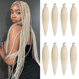 Xtrend 20 Inch 8 Packs Pre Stretched Braiding Hair Blonde Braiding Hair Pre Stretched Yaki Texture Pre-Stretched Braids Hair Professional Synthetic Hair Extension Itch Free Hot Water Setting 613#