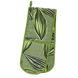 Ulster Weavers - Green Leaf Double Oven Gloves (88 x 18cm) - 100% Cotton - Botanical Leaves Oven Gloves Heat Resistant - Washable - Tropical Leaf Oven Gloves in Green - Leaf Kitchen Accessories