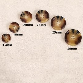 20PCS Resin Round Buttons Craft Sewing Snaps 4 Holes Handmade DIY Accessories (Brown, 25mm)