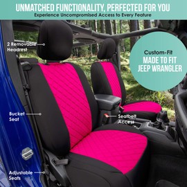 FH Group Custom Fit Car Seat Covers Specifically Made for Jeep Wrangler JL 2 Door 2018-2024 Ultraflex Neoprene Water Resistant Automotive Seat Covers - Front Set Pink