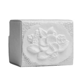 The Favorite Place® Burial Urn Box, (Small Flower at Peace Box), Biodegradable for Ground Burial, Scattering Cremated Ashes in Earth Friendly Eco Urn, (Small, Pearl White)