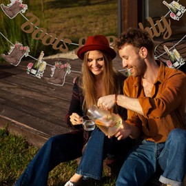 Boots and Bubbly Bridal Shower Decorations,- 2 PCS Boots & Champagne Banner Garland, Cowgirl Western Country Wedding Engagement Bachelorette Party Supplies