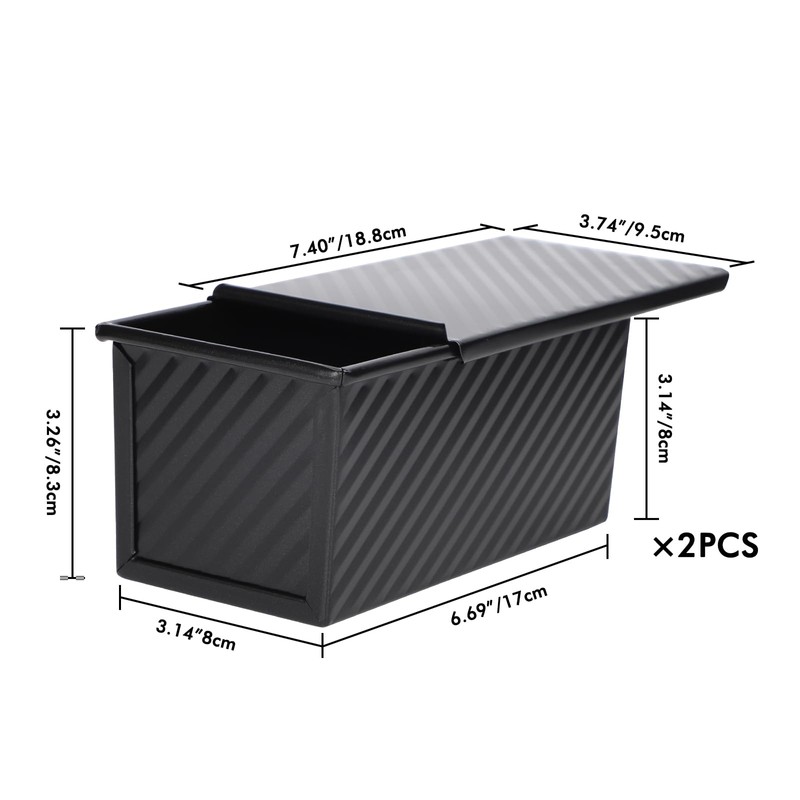 Beasea Pullman Loaf Pan with Lid, 2 Pack 0.5 lb