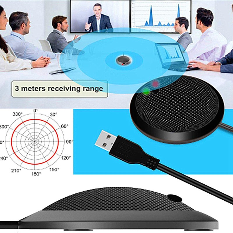 2X Conference USB Microphone,Omnidirectional Condenser PC Microphone with Mute Button