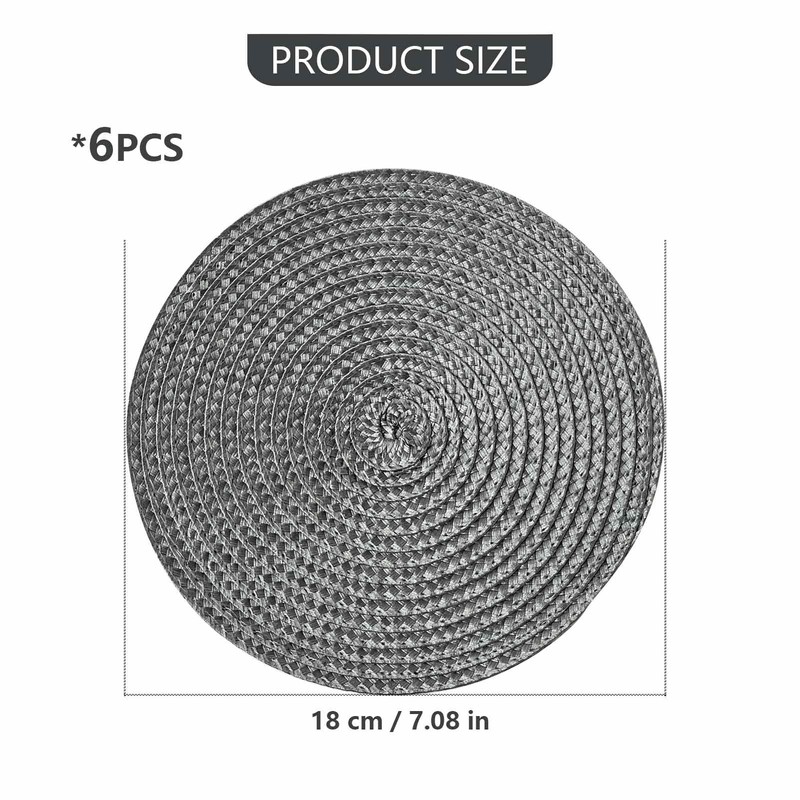 Round Woven Placemats Set of 6, 18cm Small - Braided