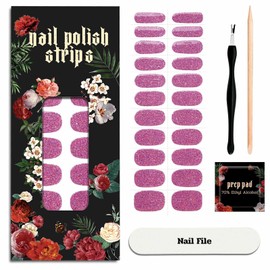 ruyeefam Nail Polish Strips - 22 Pcs Salon Quality Gel Nail Stickers - Long Lasting Wraps (Cherry ICY)