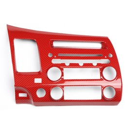 AEETUED Red Carbon Fiber Pattern Central Console Navigation Panel Trim Cover Fit for Honda Civic 2006 2007 2008 2009 2010 2011 (Red)