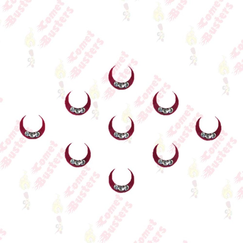 Comet Busters Moon Shaped Traditional Maroon Bindi With Stones (BIN618)