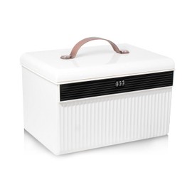 CEESWOLO Portable Lockable Storage Box with Handle – Secure Organizer Case for Home, Office, or Travel – Durable Plastic Construction with Combination Lock, Elegant White Design 11 * 8.6 * 7inch