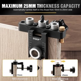 6/8/10 mm Drilling Template, 3 in 1 Adjustable Pocket Hole Wooden Dowel Drilling Gauge Set Furniture Construction, Pocket Hole Jig Kit with Positioning Clip Drill Guide Punch Locator Carpenter Tools