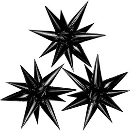 Black Star Balloons - 36 Large 26 Inch Explosion Star Foil Balloons for Birthday, Wedding, Graduation Decorations and Photo Booth