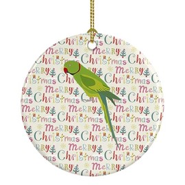 Caroline's Treasures WDK2908CO1 Ring-Necked Parakeet Christmas Ceramic Ornament, 3 in, Multicolor