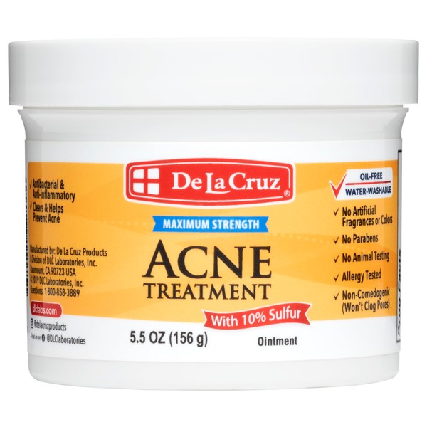 De La Cruz Sulfur Ointment - Cystic Acne Treatment - Cystic Acne Spot Treatment for Face and Body 5.5 OZ.