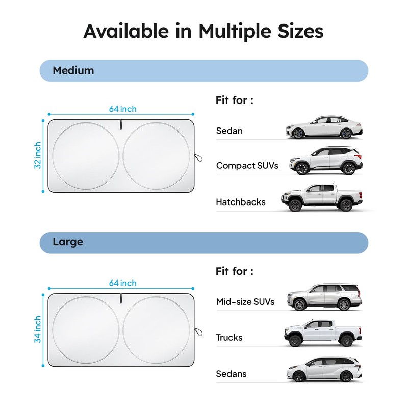 Wigoo 2025 Upgrade Car Windshield Sun Shade [100% Light Block,
