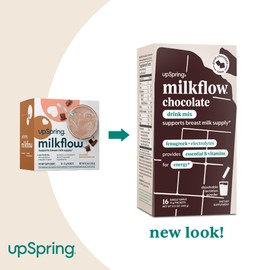 UpSpring Milkflow Breastfeeding Supplement Drink Mix with Fenugreek and B Vitamins to Support Breast Milk Supply and Energy, Chocolate Flavor, 16 Drink Mixes
