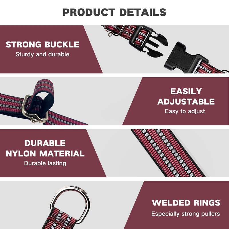 Hikiko Martingale Dog Collars Reflective Nylon Dog Collar with Quick