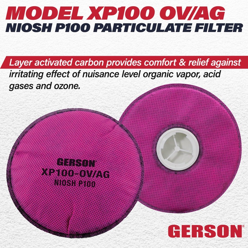 GERSON Respirator Mask XP100 Filters - NIOSH P100 Full and