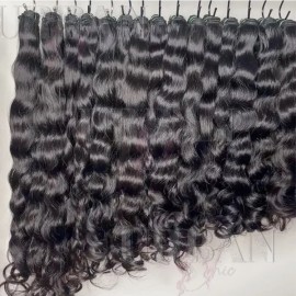 Unprocessed Raw Vietnamese Burmese Curly Human Hair Bundles Full Cuticle Aligned Double Wefts Raw Hair Vendor 100% Human Haircolor: natural wavy 1, Stretched Length: 24"