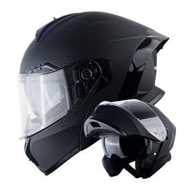 1Storm New Motorcycle Bike Modular Full Face Helmet Dual Visor Sun Shield: NOLED-X90 Carbon Fiber Black