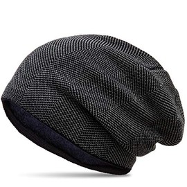 Caspar MU201 Warm Fine Knit Beanie Hat Lined with Fleece, darkblue