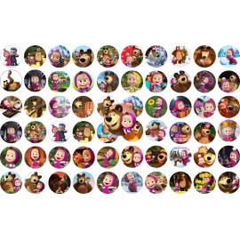 Crafting Mania LLC 60 Precut 1" MASHA AND THE BEAR Bottle cap Images set 1!