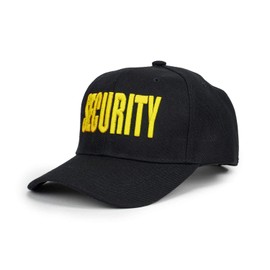 First Class Security Cap with Embroidered ID On Front (US, Alpha, One Size, Black/Gold ID)