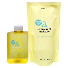 Etude Real Art Cleansing Oil Moisture 2-piece set (main product 185ml + refill 185ml) / 에뛰드 리얼아트 클렌징 오일 모이스처 2종 세트 (본품 185ml + 리필 185ml)