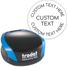 Custom Self-Inking Round Pocket Stamp - Black & Blue Case - 1-3/16" (30mm) - Portable Stamp for Business, Office and More