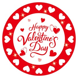 72PCS Valentine's Day Tags Stickers, Red Love Stickers, Happy Valentine's Day Adhesive for Gift Envelope Seal Decoration Tags