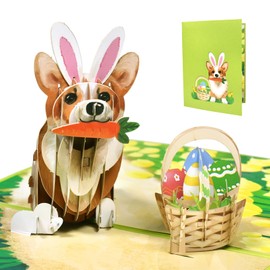 Della Stella Easter Pop Up Card, Easter Bunny Card with Envelopes,Pop Up Greeting Cards for Wife/Husband/Granddaughter/Kids (Dog and eggs)