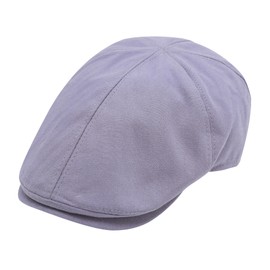 ZLYC Men Cotton Flat Cap Summer Scally Ivy Gatsby Newsboy Beret Driver Cabbie Hunting Hat, Plain Purple