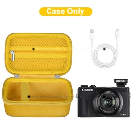 Canboc Carrying Case for Canon PowerShot G7 X Mark II/ G7 X Mark III / G5 X Mark II / G7X Digital Camera, Point and Shoot Vlogging Camera Bag, Zipper Mesh Pocket fits USB Cable, Batteries, Yellow