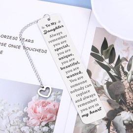 Daughter Gifts, Valentines Gifts for Kids School, Daughter Bookmark Gift from Mom Dad, Inspirational to My Daughter Bookmark, Daughter Birthday Gifts, Valentines Gifts for Girls Classroom for Teens