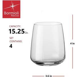 Bormioli Rocco Planeo 12.25 oz. Stemless Wine Glasses, Set of 4 - Made in Italy