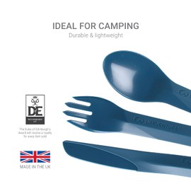 Lifeventure Ellipse Plastic Interlocking Cutlery Set For Camping, Travel & Outdoor - Navy Blue