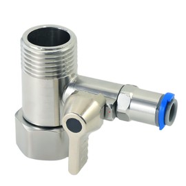 Stainless Steel Water Supply Adapter 1/2" x 1/2" x1/4" Tee Stop Valve – ideal for RO (Reverse Osmosis) water filters, coffee brewers, ice makers, and PE water line splitters in refrigerator systems.