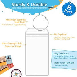 Suitcase Tags, Luggage Tags for Cruises, Pack of 4, Robust Waterproof PVC Transparent Luggage Tags, Suitcase Tag Suitcase for Travel Luggage, Bags, Backpacks