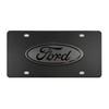 Ford Oval Decorative Vanity Front License Plate Stainless Steel (Black