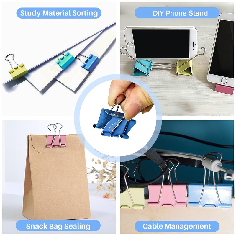 GUTE Office Clips Set 250Pcs Assorted Paper Binder Clips Push