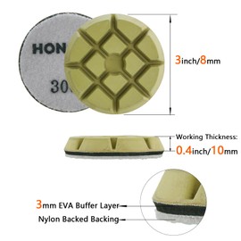 HONGUIS 3 inch *10mm Concrete Diamond Sanding Discs,Grit 3000 Set of 3, Resin Polishing Pucks,for Concrete Cement Rerrazzo Marble Granite Floor, Grit 3000…