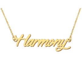 Harmony Pendant Name Necklace 18k Gold Plated Stainless Steel Script Nameplate Necklace Jewelry for Best Friends