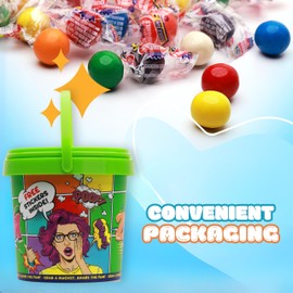 Gumballs for Kids - Assorted Chewing Gum Balls - 54pcs Individually Wrapped Gumballs - 9.5 OZ Baseball Gum in Bucket - Chewing Bubble Gum for Kids - Colored Gum Balls