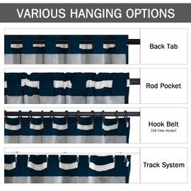 StangH Navy Blue Velvet Blackout Curtains Luxury Liner Back Tab Hook Belt Thermal Insulated Window Drapes Heavy Thick Privacy Curtains for Living Room Bedroom Office, W52 x L84, 2 Panels