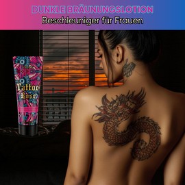 Onyx Tattoo Rose Tanning Lotion für Frauen | Bräunungscreme mit Tattoo-Farbschutz & Bräunungsbeschleuniger | Tiefe, Streifenfreie Bräune im Solarium, Sonnenstudio & bei Außenbräune | Dunkle Bräune